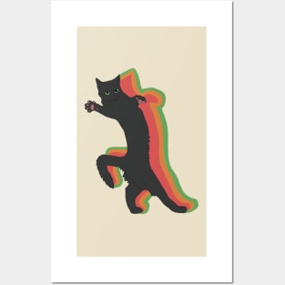 Vintage Meme Cat Black Posters and Art